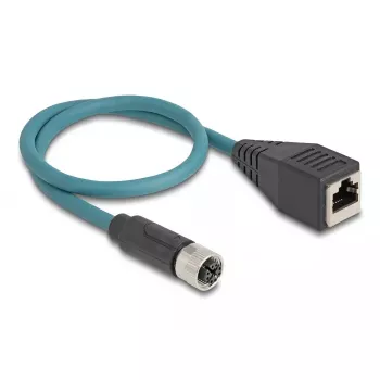 DeLOCK Adapter M12 X-coded 8-pin żeński na RJ45 żeński, 50 cm