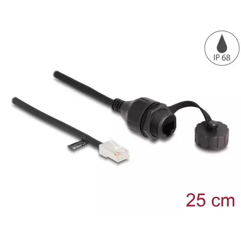 Kabel sieciowy DeLOCK 88012 RJ45 męski na RJ45 żeński Cat5e 0,25 m Czarny