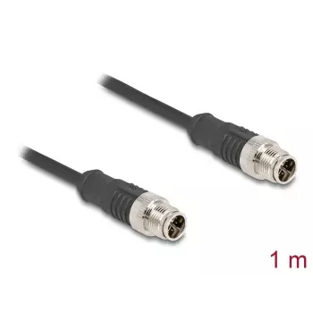 Kabel sieciowy DeLOCK M12 Kabel X-kodowany 8-pinowy męski na męski Cat5e 1 m Czarny