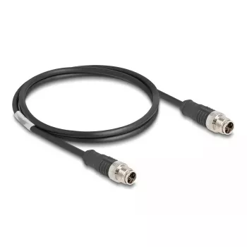 Kabel sieciowy DeLOCK M12 Kabel X-kodowany 8-pinowy męski na męski Cat5e 1 m Czarny