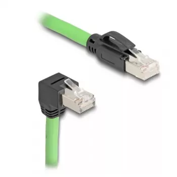 Kabel sieciowy DeLOCK RJ45 Kat.6A wtyk do wtyku, kątowy w dół, 2 m, zielony