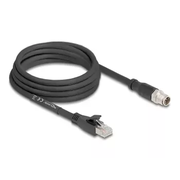 Kabel sieciowy DeLOCK 80580 M12 RJ-45 Cat5e 3 m Czarny