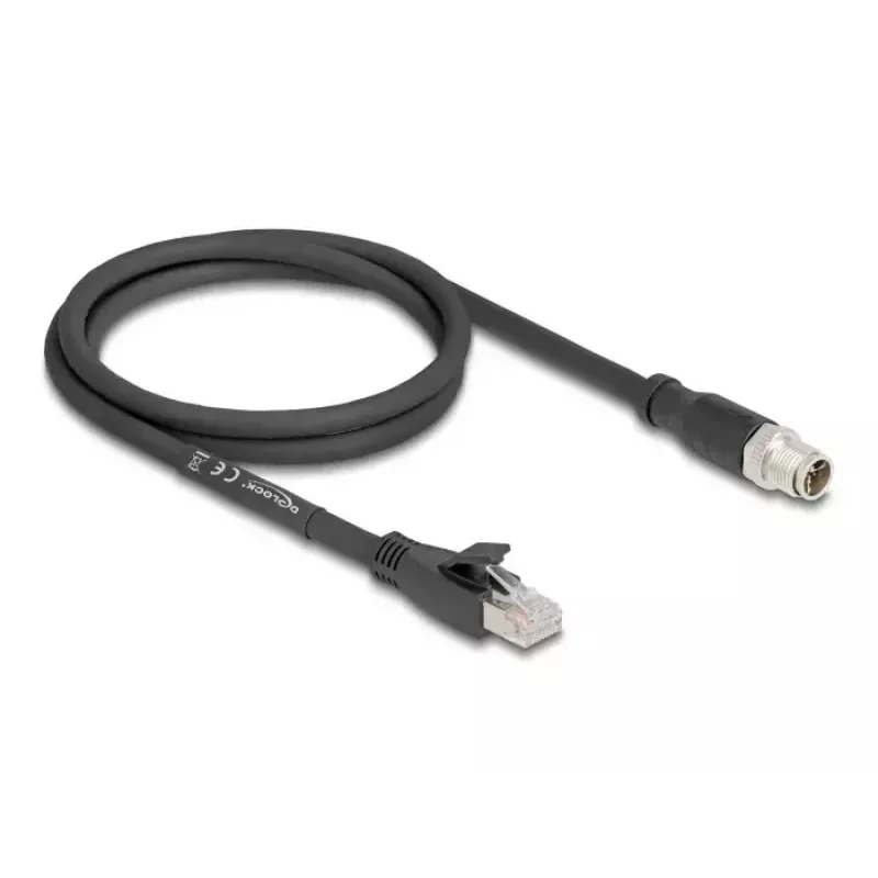 Kabel sieciowy DeLOCK 80577 M12 do RJ-45 Cat5e 1m Czarny