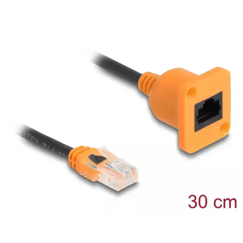 Kabel sieciowy DELOCK 90803 Cat5e U/UTP RJ-45 do RJ-45 Czarny/Pomarańczowy 0,3 m