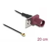 Kabel koncentryczny DELOCK 90730 — FAKRA D do I-PEX MHF1, 0,2 m, Ø1,13 mm, czarny/bordowy