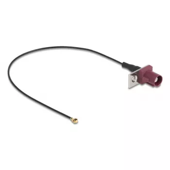 Kabel koncentryczny DELOCK 90730 — FAKRA D do I-PEX MHF1, 0,2 m, Ø1,13 mm, czarny/bordowy