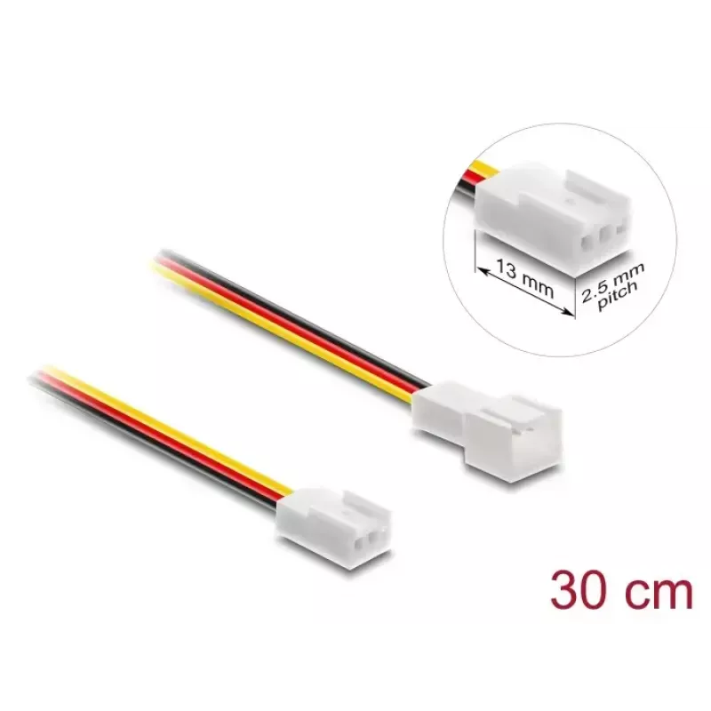 Przedłużacz kabla DELOCK 90870 do systemów chłodzenia komputerów, PVC, Ø 1,3 mm, czarny/czerwony/biały/żółty
