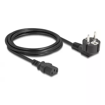 Kabel zasilający do komputera DELOCK 81326 — uziemiony CEE 7/7 (90°) do IEC C13, 2 m, 3×0,75 mm², czarny
