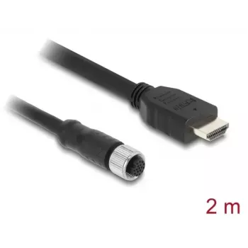 Kabel DELOCK M12 A-kodowany 17-pin (żeński) na HDMI (męski) 2 m