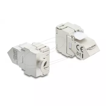Moduł Keystone DELOCK 90938 — płaski ekranowany klucz RJ-45 Cat.6A, biały