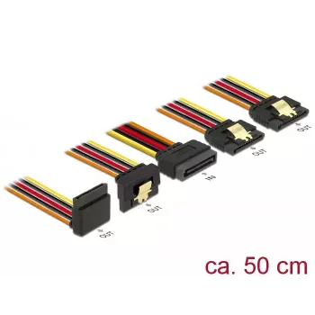 Kabel SATA DeLOCK 60149 0,5 m SATA 15-pin 4 x SATA 15-pin Czarny Pomarańczowy Czerwony Żółty
