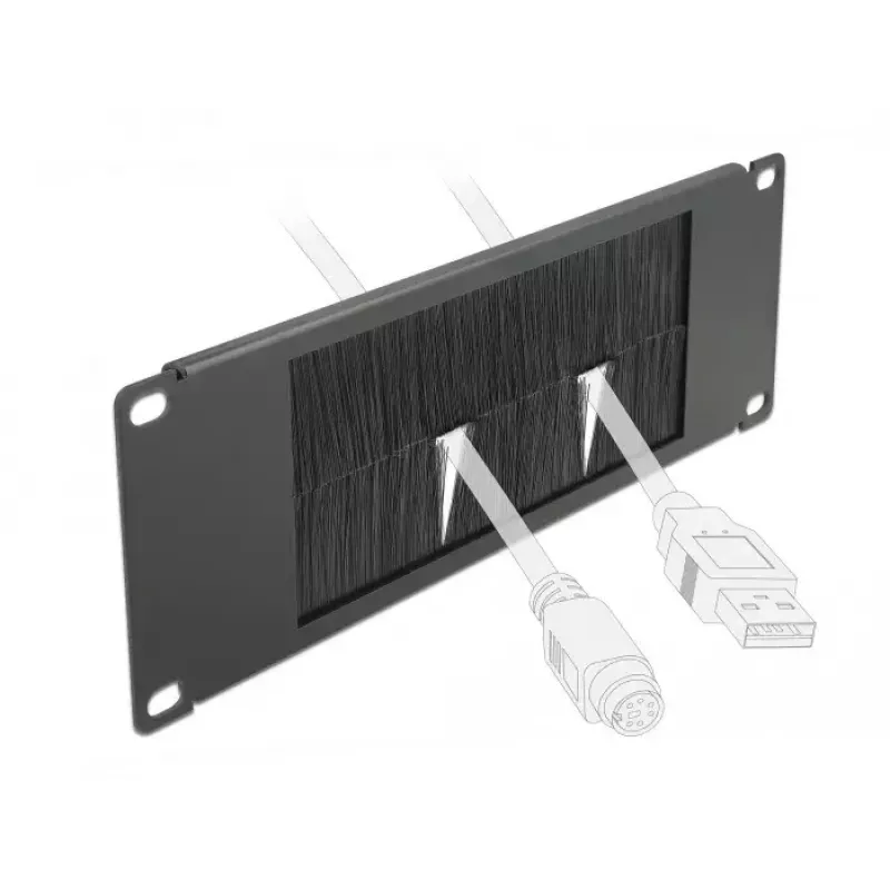 Panel szczotkowy DeLOCK 10 cali kabel Management Brush Strip 2U czarny