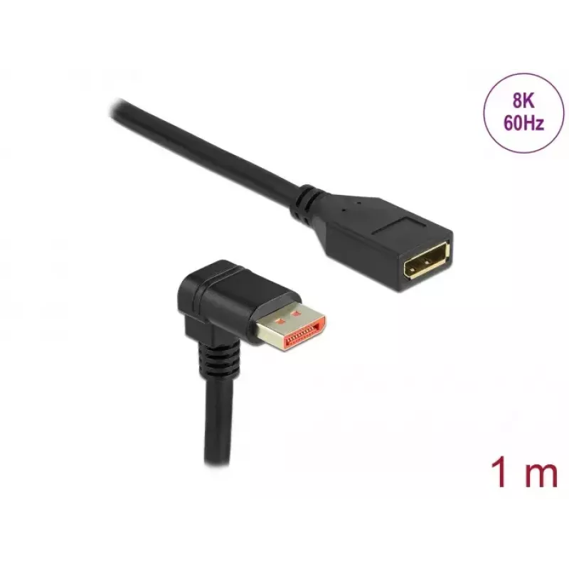 Kabel przedłużający DisplayPort DeLOCK 90° w dół zagięty 8K 1m