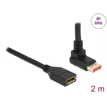 Przedłużacz DisplayPort DeLOCK kątowy 90° do góry 8K 60 Hz 2 m