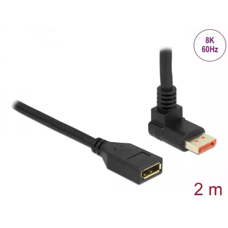 Przedłużacz DisplayPort DeLOCK kątowy 90° do góry 8K 60 Hz 2 m