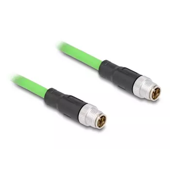 Kabel sieciowy DeLOCK M12 X-coded 8-pinowy męski do męskiego PUR (TPU) 5 m Czarny