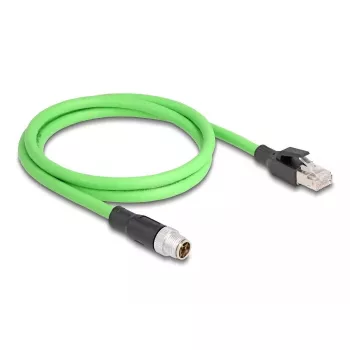 Kabel sieciowy DeLOCK M12 X-coded 8-pinowy męski do męskiego PUR (TPU) 5 m Czarny