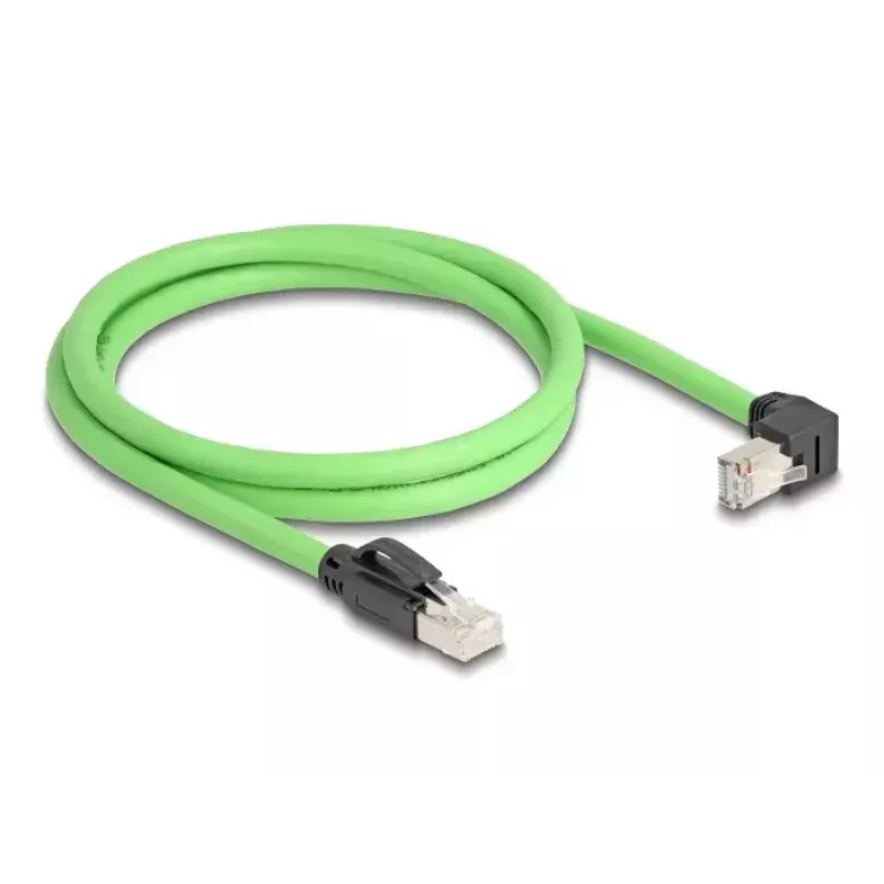 DeLOCK Kabel sieciowy RJ45 Cat.6A wtyk do wtyku kątowy w dół 1m zielony