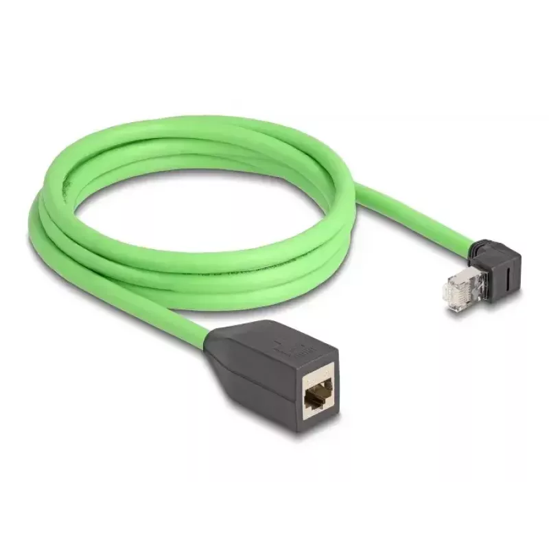 Kabel sieciowy DeLOCK RJ45 Cat.6A Wtyk skierowany w górę pod kątem do gniazda 2m Zielony