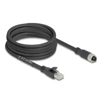 Kabel sieciowy DeLOCK 80594 M12 na RJ-45 Cat5e 5m Czarny