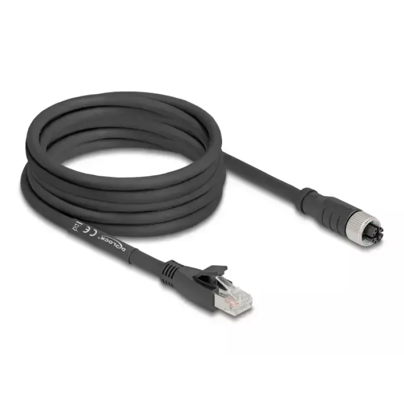 Kabel sieciowy DeLOCK 80594 M12 na RJ-45 Cat5e 5m Czarny