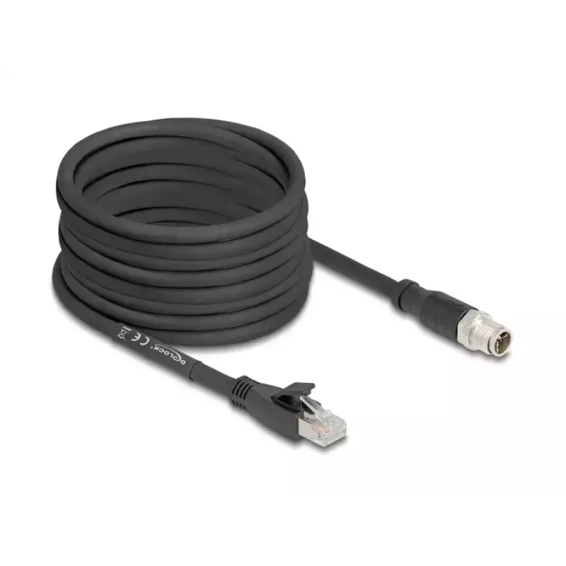 Kabel sieciowy DeLOCK 80586 M12 do RJ-45 Cat5e 10 m Czarny
