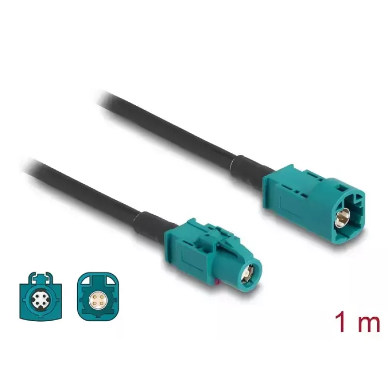 Kabel koncentryczny DELOCK 90679 — HSD Z do HSD Z, 1 m, czarny/niebieski