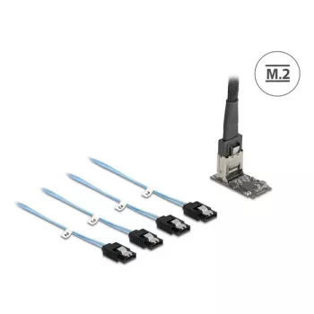 Karta adaptera DELOCK wewnętrzna M.2 na Mini-SAS 64260, host M.2, wyjście Mini-SAS, JMicron JMB585, czarna, diody LED