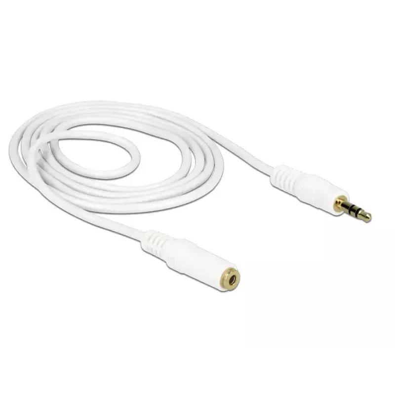 Kabel audio 3,5 mm męski na żeński DeLOCK 83765 1 m biały