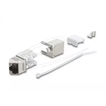 Moduł Keystone DELOCK 90937 – RJ-45 Cat.6A ekranowany kątowy 90°, płaska konstrukcja, biały