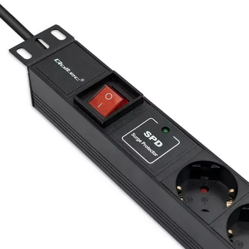 Listwa zasilająca do RACK 19 1U QOLTEC PDU 16A 6xSCHUKO 1.8m