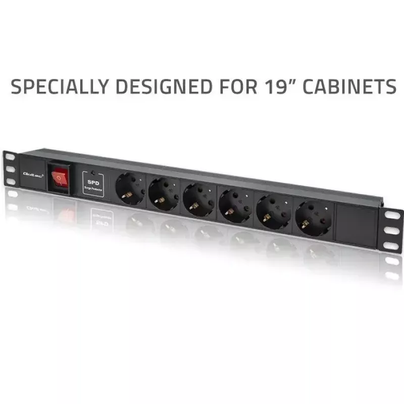 Listwa zasilająca do RACK 19 1U QOLTEC PDU 16A 6xSCHUKO 1.8m