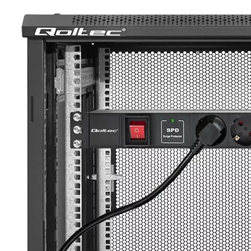 Listwa zasilająca do RACK 19 1U QOLTEC PDU 16A 6xSCHUKO 1.8m