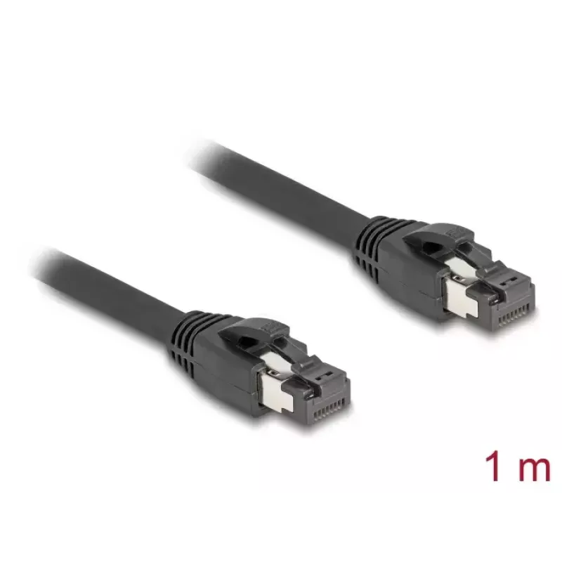Kabel sieciowy DeLOCK RJ45 kat.8.1 S/FTP 1 m do 40 Gb/s czarny