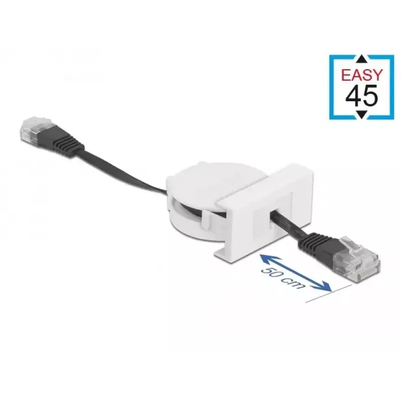 Moduł sieciowy z wysuwanym kablem DeLOCK Easy 45 RJ45 Kat.5e czarny