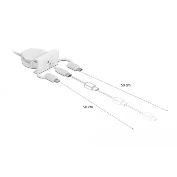 Kabel DeLOCK Easy 45 Moduł USB 2.0 3 w 1 Zwijany 0,5 m