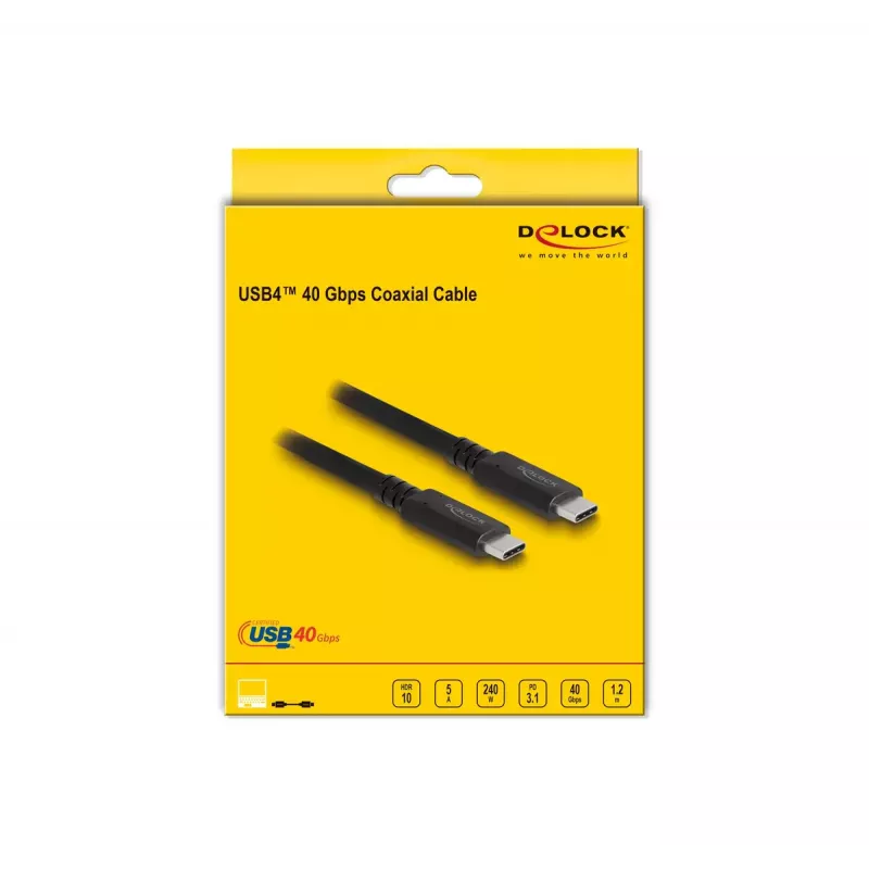 DeLOCK kabel koncentryczny USB4 40 Gb/s 1,2 m USB PD 3.1 240 W