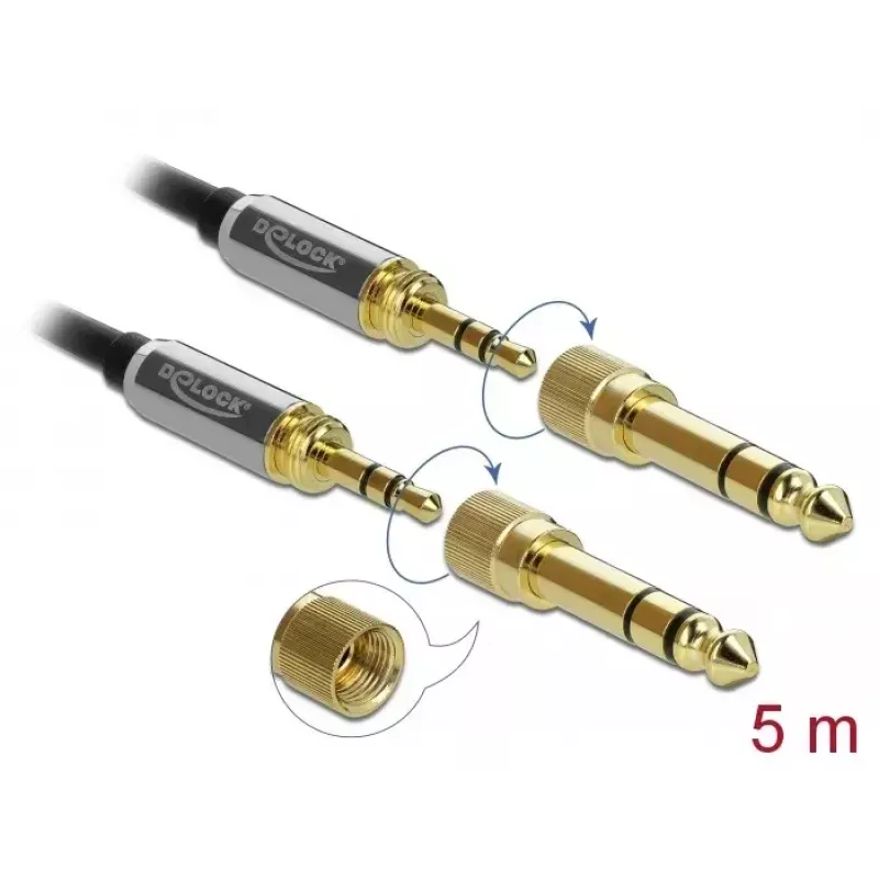 Kabel audio DeLOCK 85788 5m 3.5mm Czarny Szary