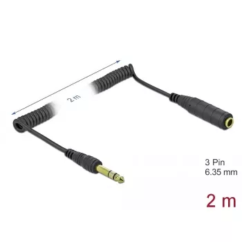 Kabel audio DeLOCK 85938 2m 6.35mm Czarny