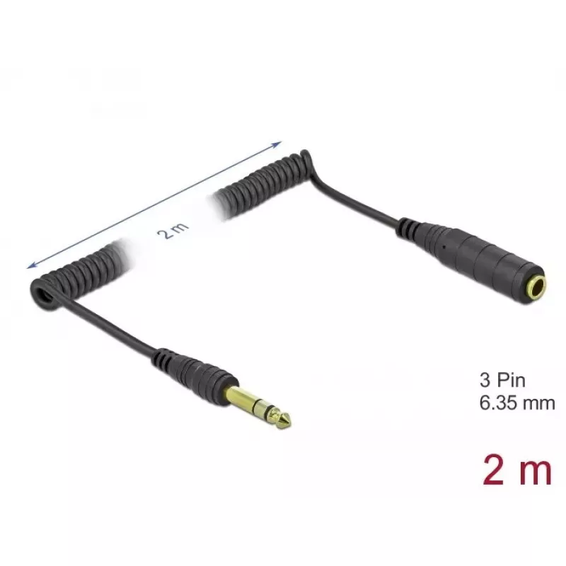 Kabel audio DeLOCK 85938 2m 6.35mm Czarny