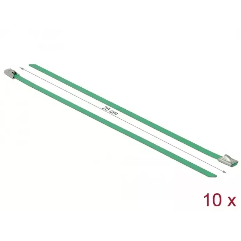 Opaska zaciskowa DeLOCK 18801 Stal nierdzewna Zielony 200 mm 10 szt.
