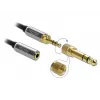 Przedłużacz audio DELOCK 85834 — wtyk męski 3,5 mm na gniazdo żeńskie 3,5 mm, pozłacane styki, 5 m, czarny