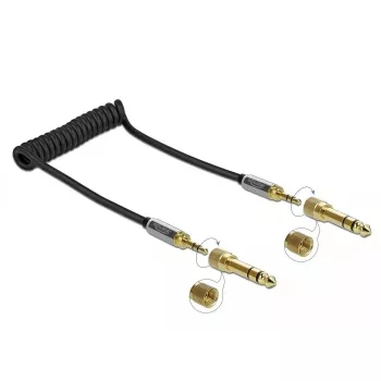 Kabel audio DELOCK 85836 — 1 m, 3,5 mm męski-do-męskiego, pozłacane styki, AWG 28, czarny