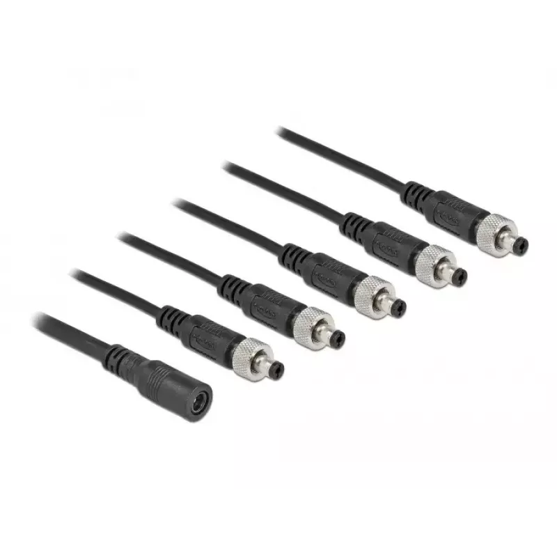 Rozgałęźnik kablowy DeLOCK 86590 5.5 x 2.1 mm 1 x żeński na 5 x męski, przykręcany