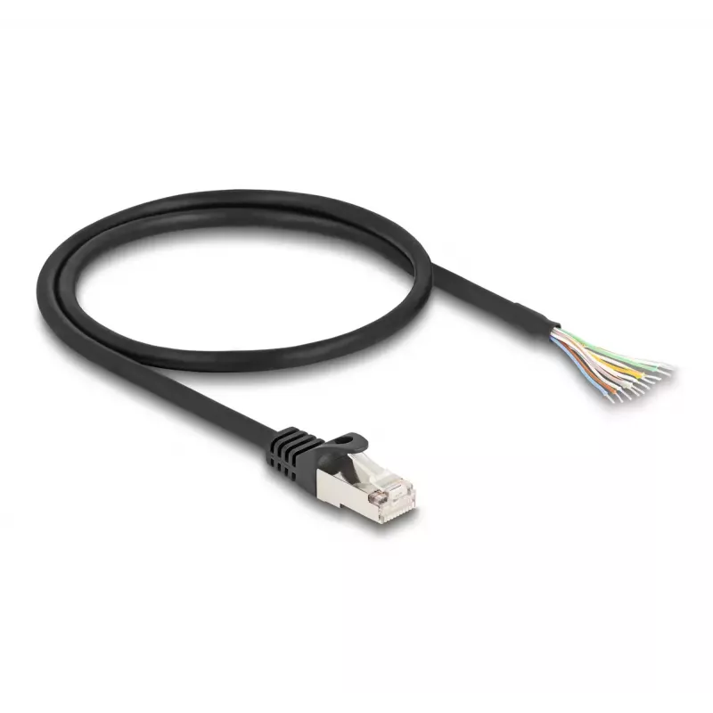 Kabel DeLOCK RJ50 męski do otwartych końcówek przewodów S/FTP 0,5 m czarny