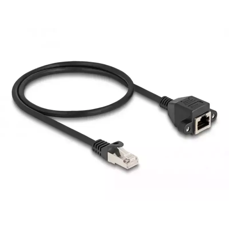 DeLOCK Kabel przedłużający RJ50 męski na żeński S/FTP 0,5 m czarny