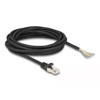 Kabel DeLOCK RJ50 męski do gołych końcówek przewodów S/FTP 5 m czarny