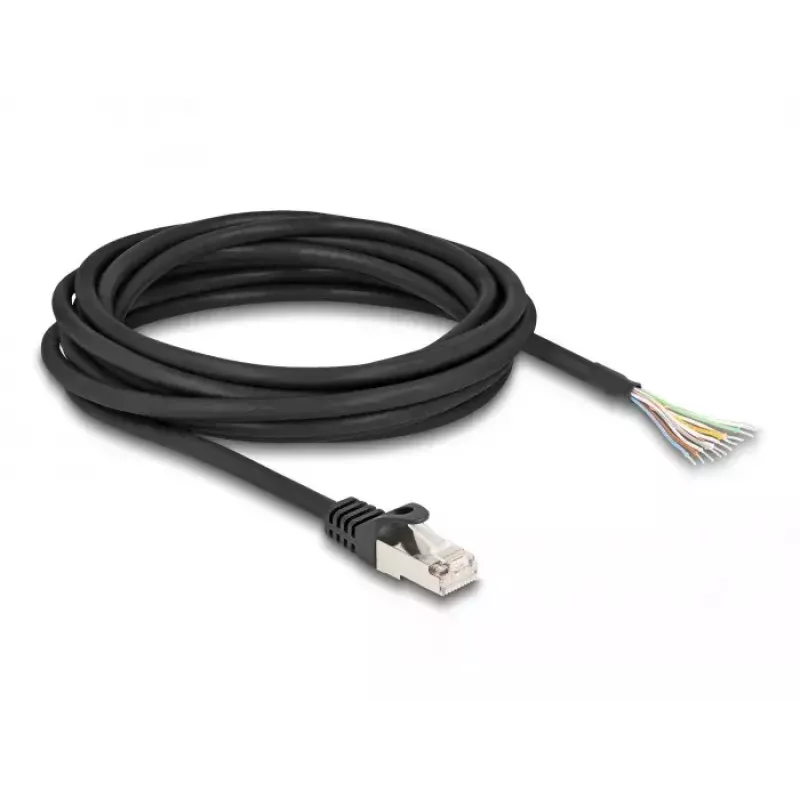 Kabel DeLOCK RJ50 męski do gołych końcówek przewodów S/FTP 5 m czarny