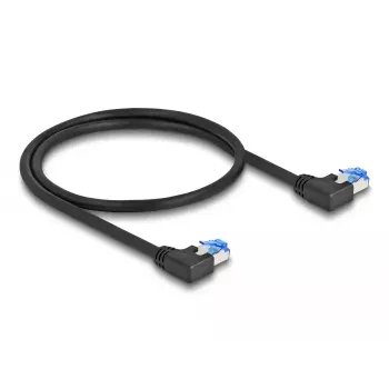 Kabel sieciowy DeLOCK RJ45 Kat.6A S/FTP lewy kątowy 0,5 m czarny