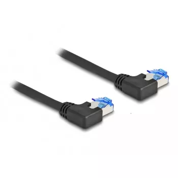 Kabel sieciowy DeLOCK RJ45 Kat.6A S/FTP lewy kątowy 0,5 m czarny